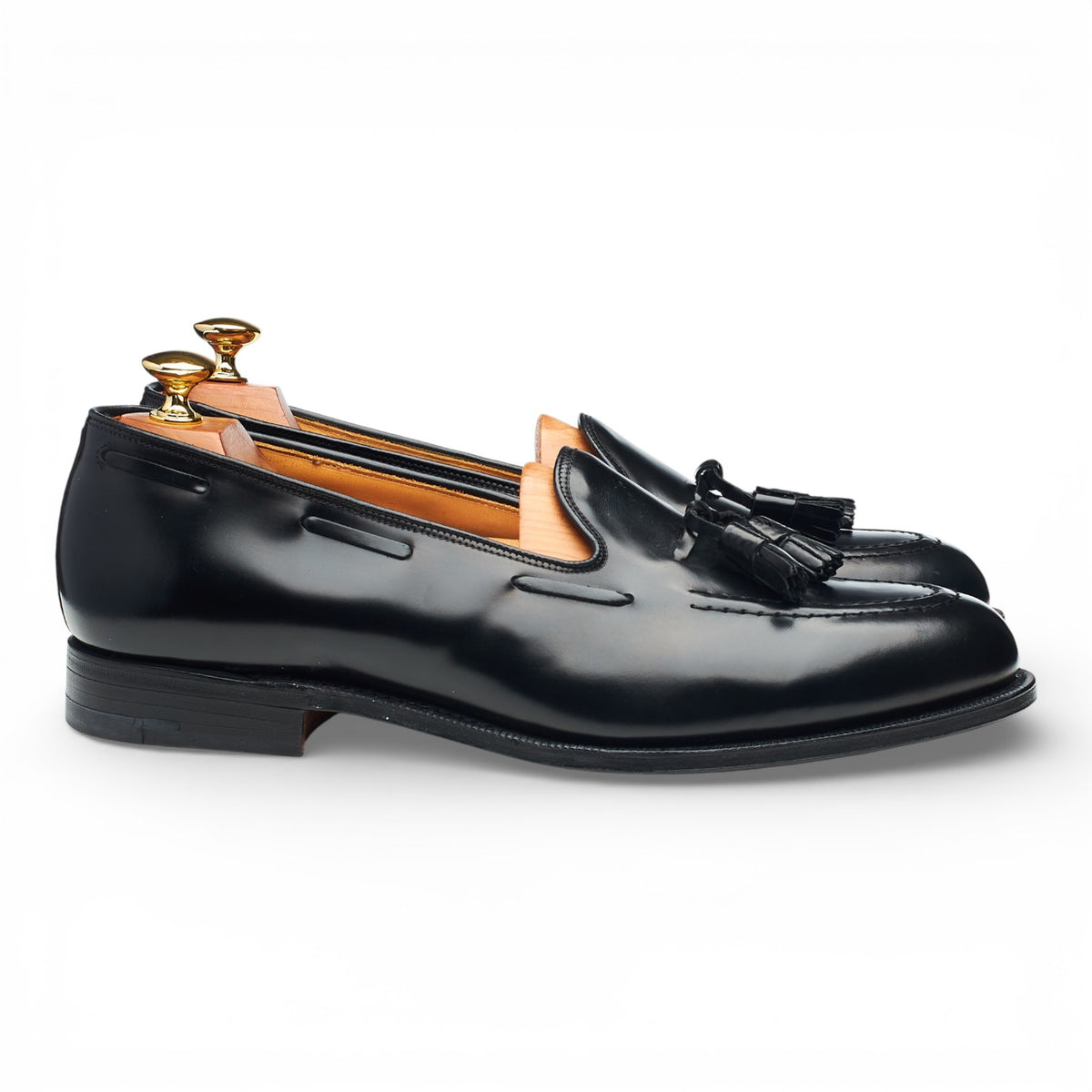 'Keats' Black Leather Tassel Loafers UK 10 F