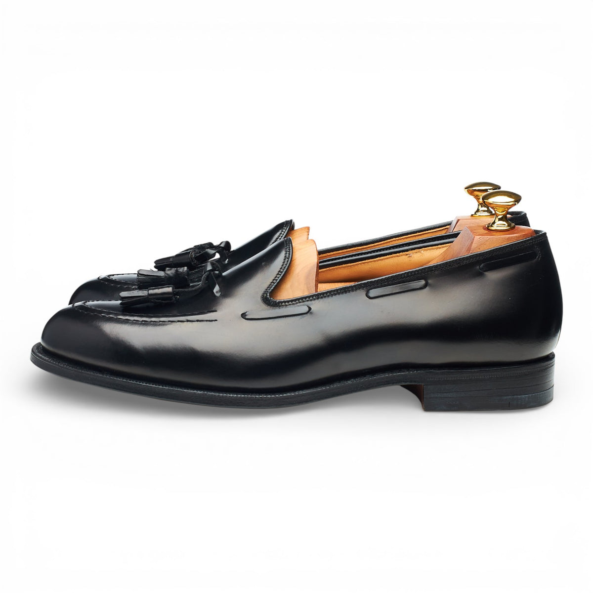 'Keats' Black Leather Tassel Loafers UK 10 F