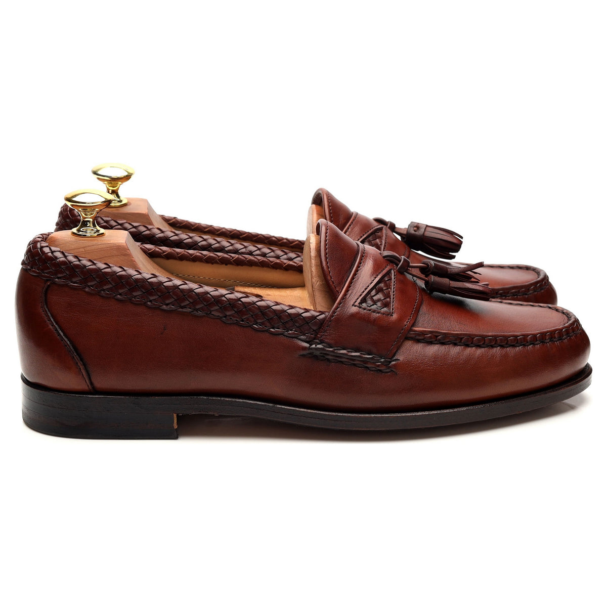 &#39;Maxfield&#39; Tan Brown Leather Tassel Loafers UK 8 US 9 D