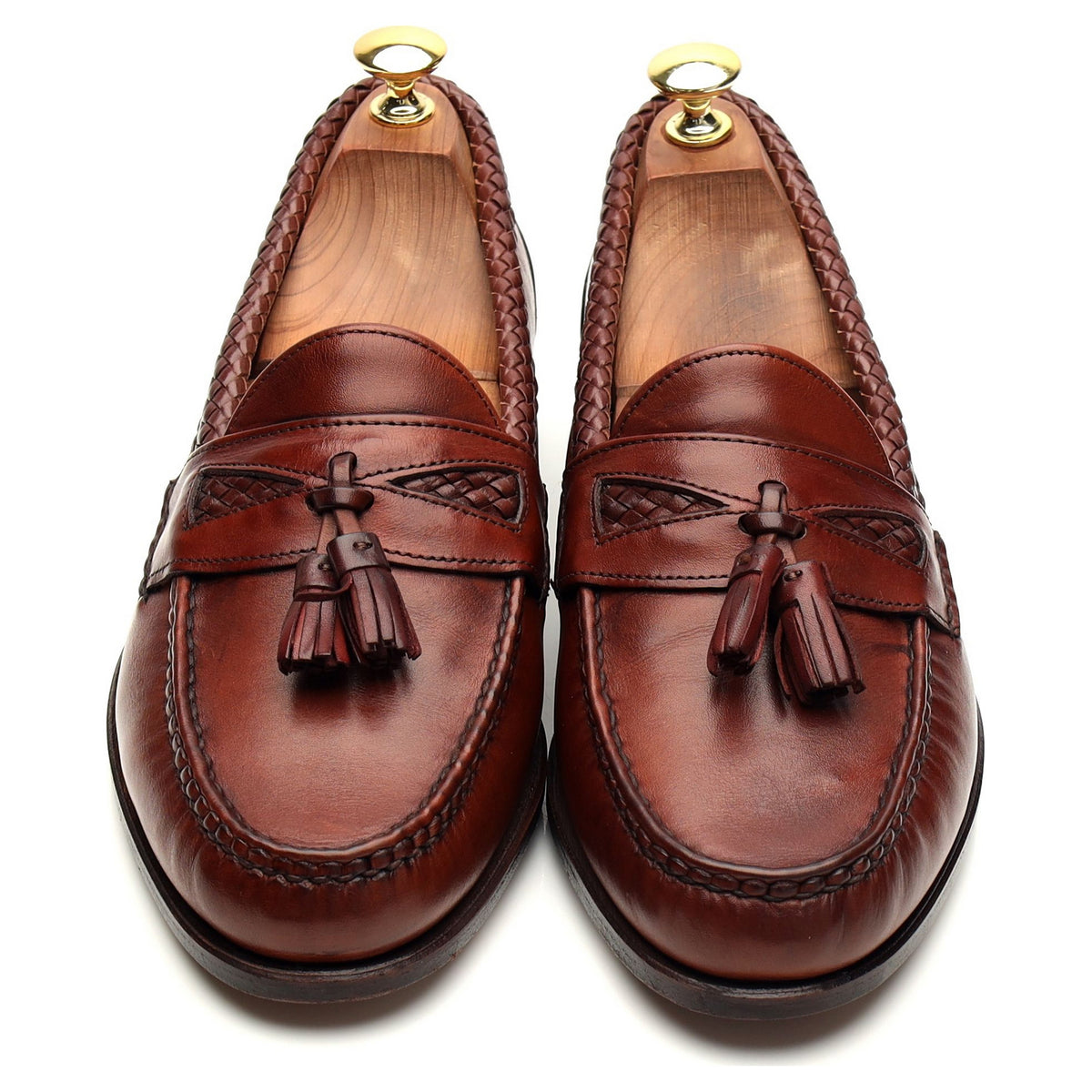 &#39;Maxfield&#39; Tan Brown Leather Tassel Loafers UK 8 US 9 D