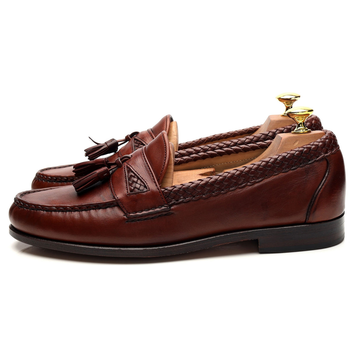 &#39;Maxfield&#39; Tan Brown Leather Tassel Loafers UK 8 US 9 D