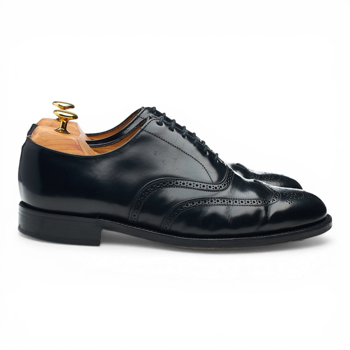 Black Leather Oxford Semi Brogues UK 7.5 G