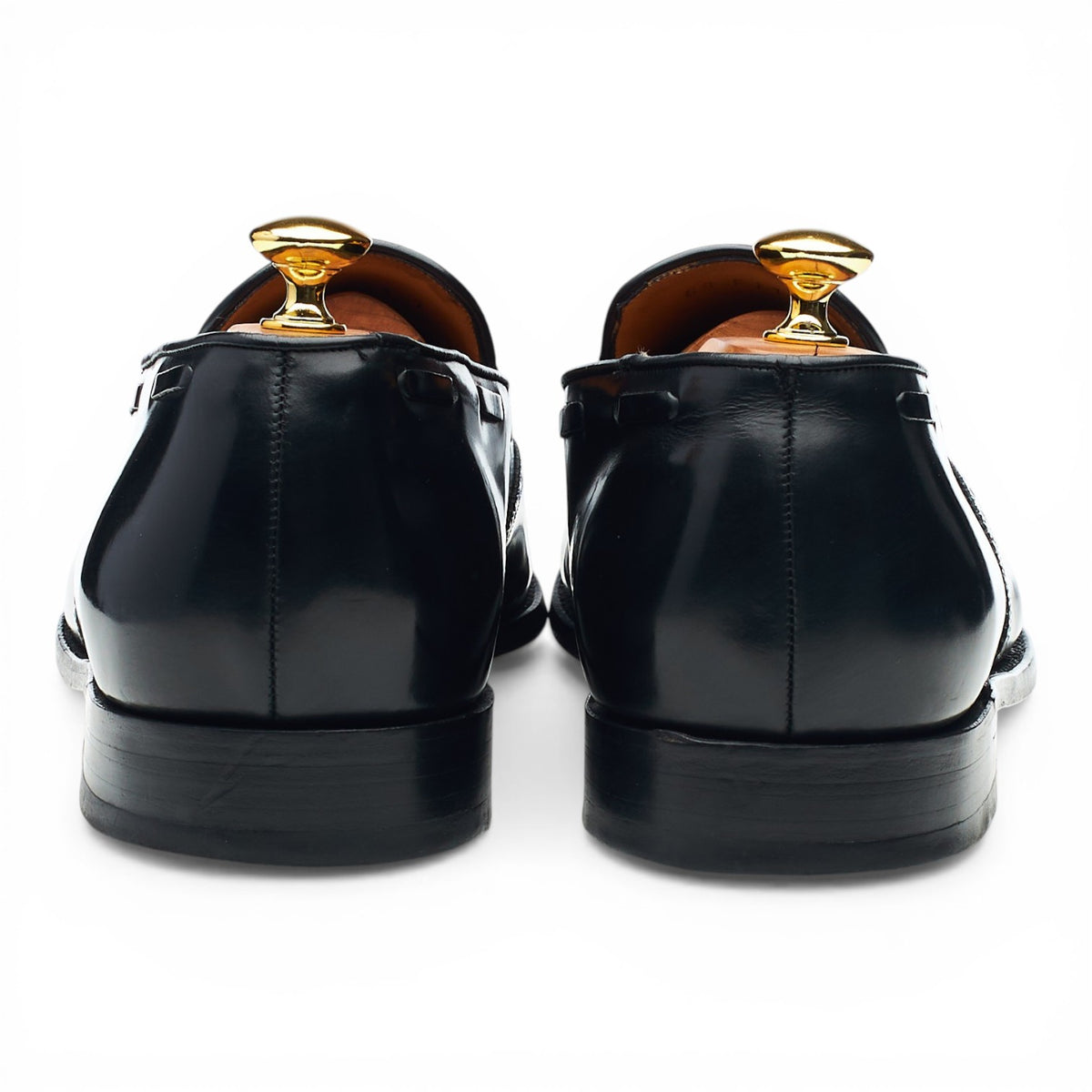 'Clive' Black Leather Tassel Loafers UK 12 F