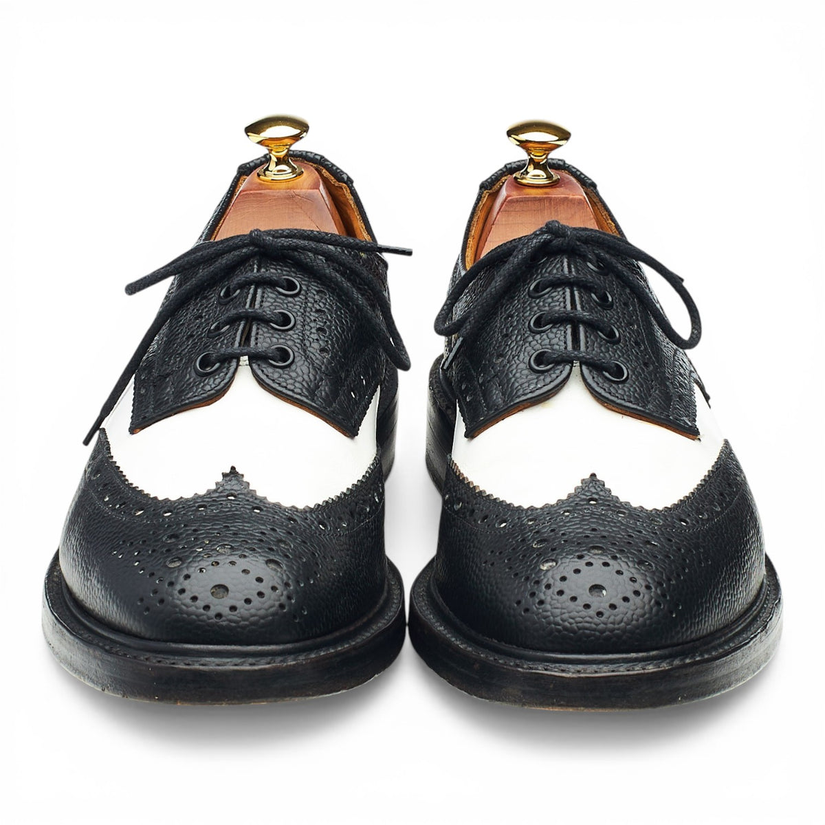 Kurt Geiger Black & White Grain Leather Spectator Brogues UK 9