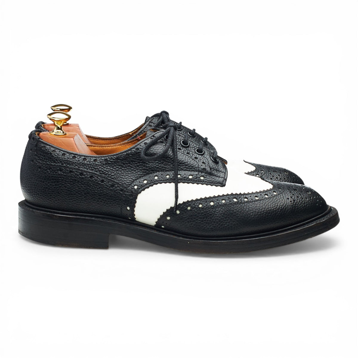 Kurt Geiger Black & White Grain Leather Spectator Brogues UK 9