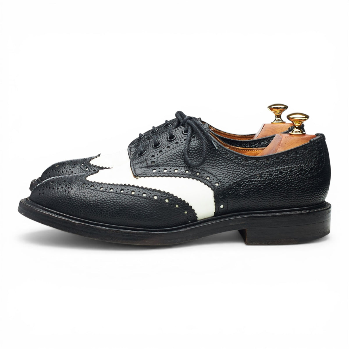 Kurt Geiger Black & White Grain Leather Spectator Brogues UK 9