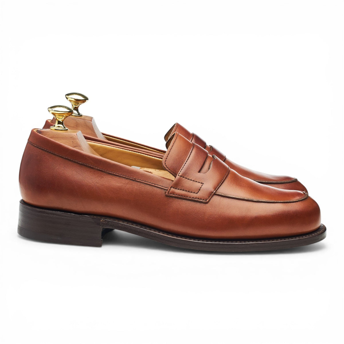 Tan Brown Leather Split Toe Loafers UK 7.5 F