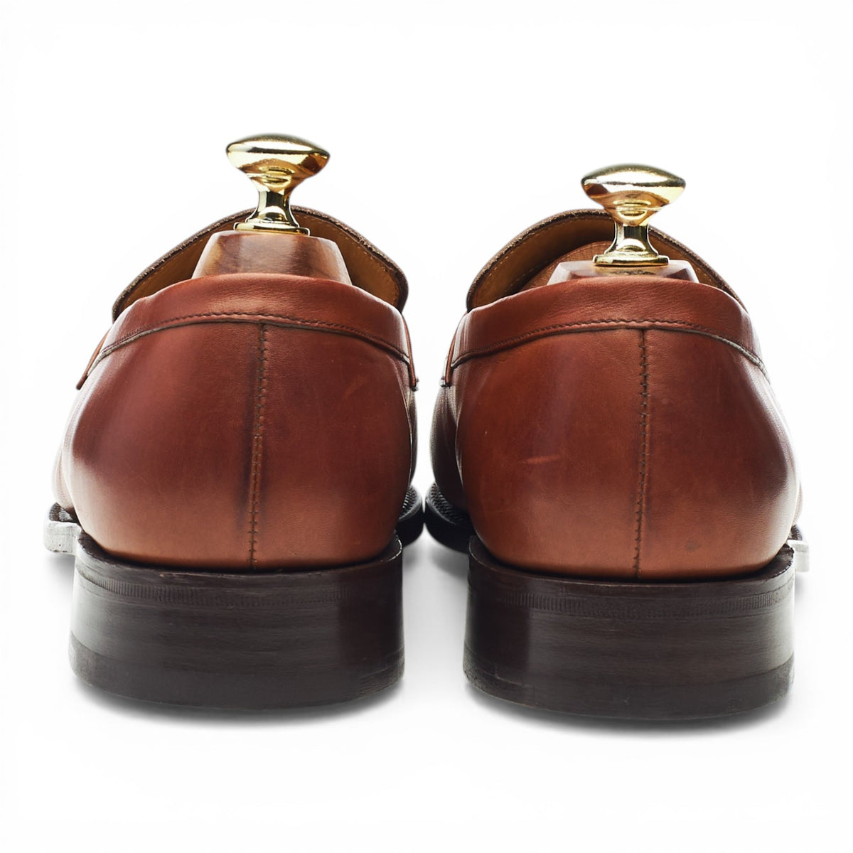 Tan Brown Leather Split Toe Loafers UK 7.5 F