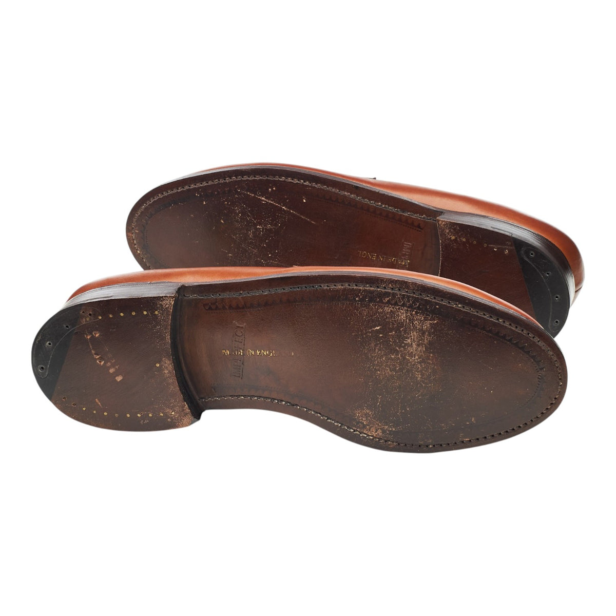 Tan Brown Leather Split Toe Loafers UK 7.5 F