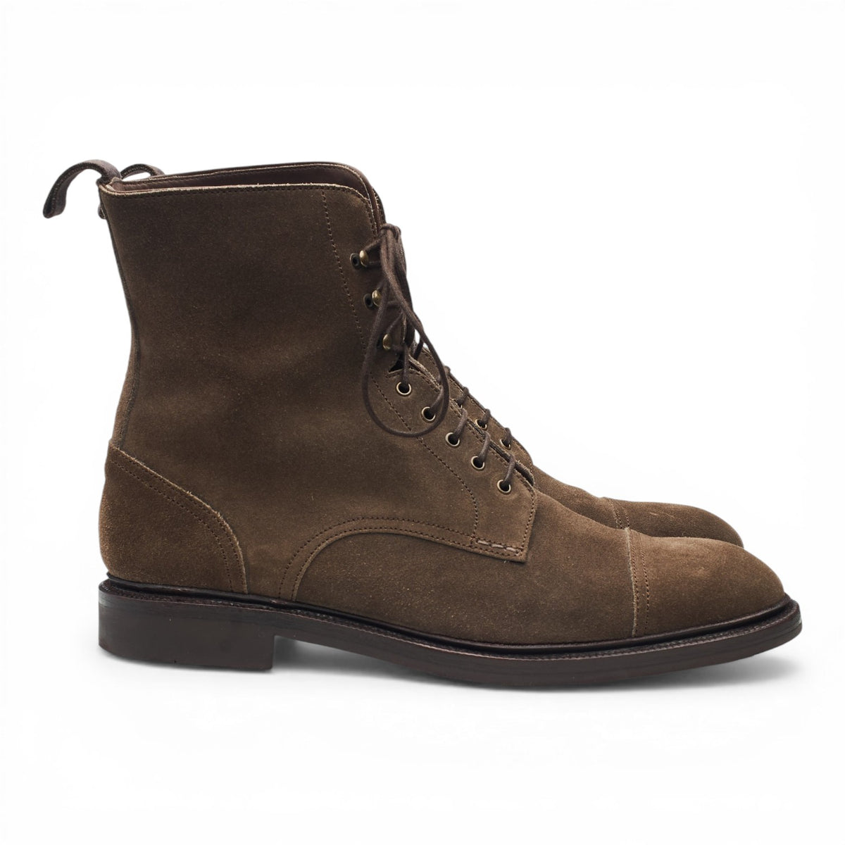 '80184' Brown Suede Cap Toe Boots UK 8