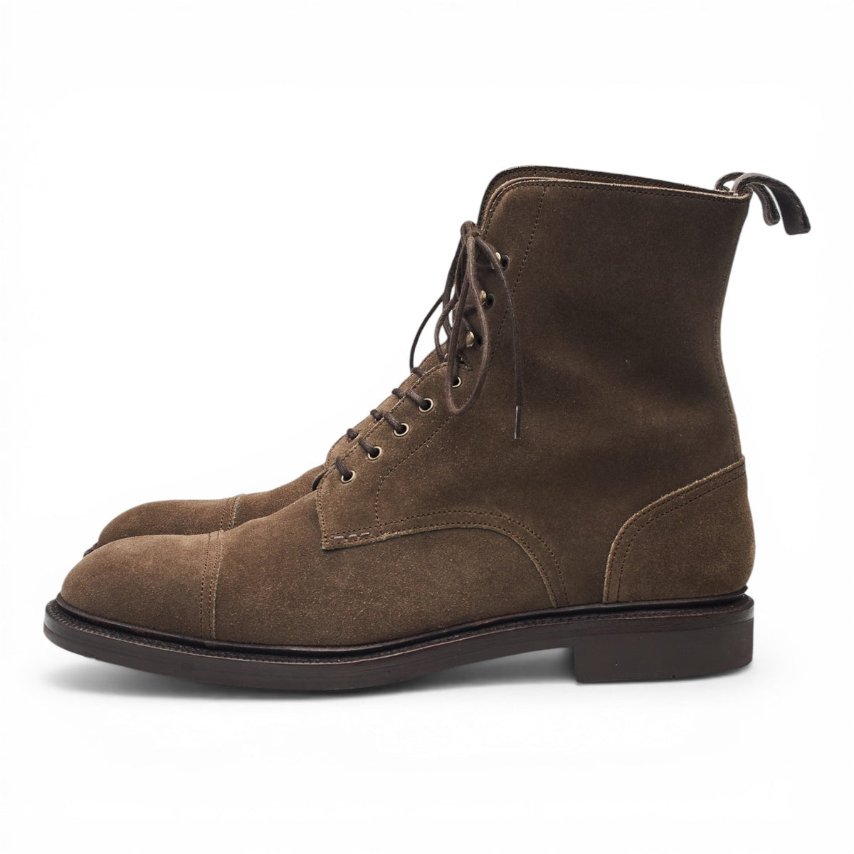 '80184' Brown Suede Cap Toe Boots UK 8