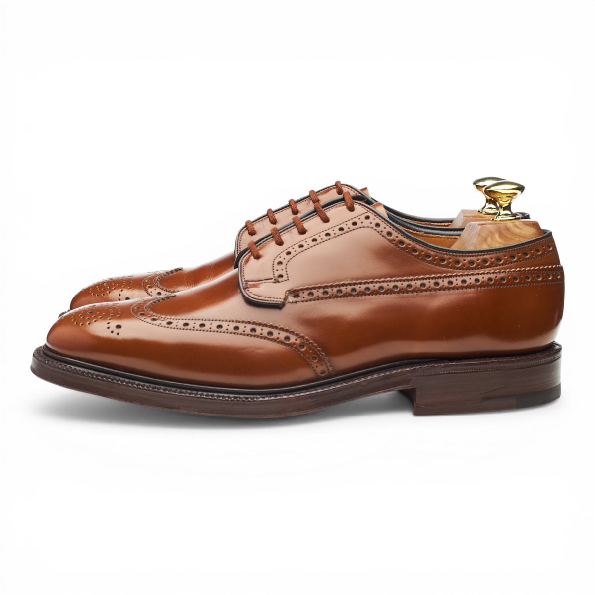 'Grafton' Tan Brown Leather Derby Brogues UK 7.5 F