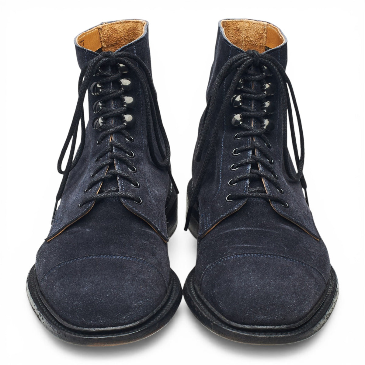 'Scott' Navy Blue Suede Cap Toe Boots UK 8
