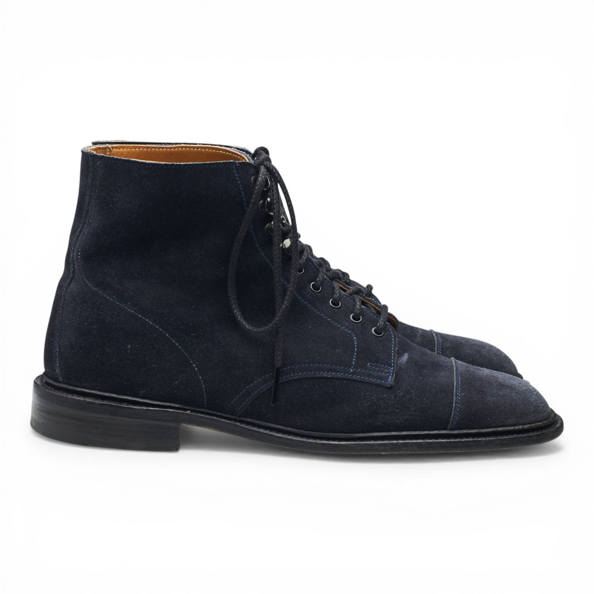 'Scott' Navy Blue Suede Cap Toe Boots UK 8
