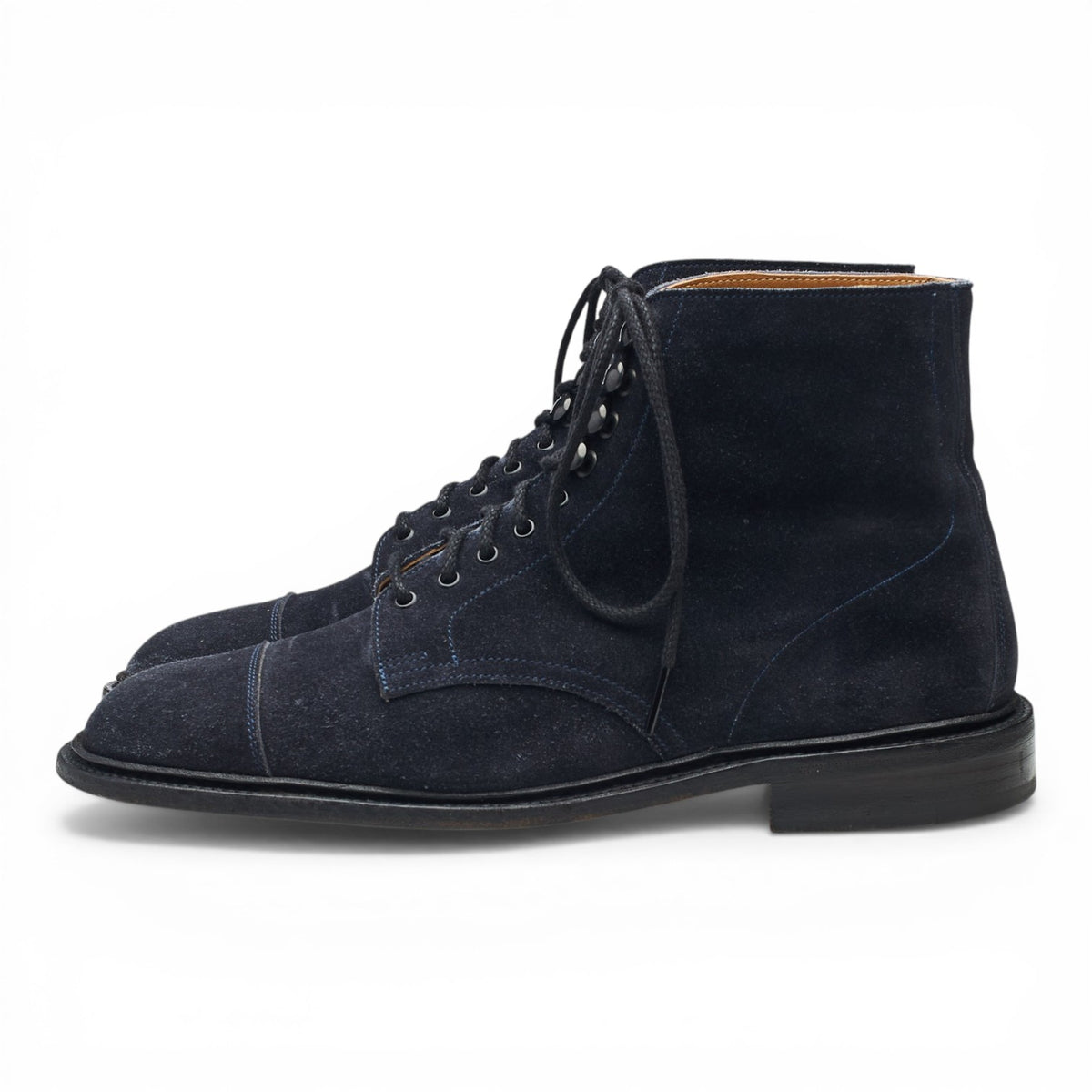 'Scott' Navy Blue Suede Cap Toe Boots UK 8