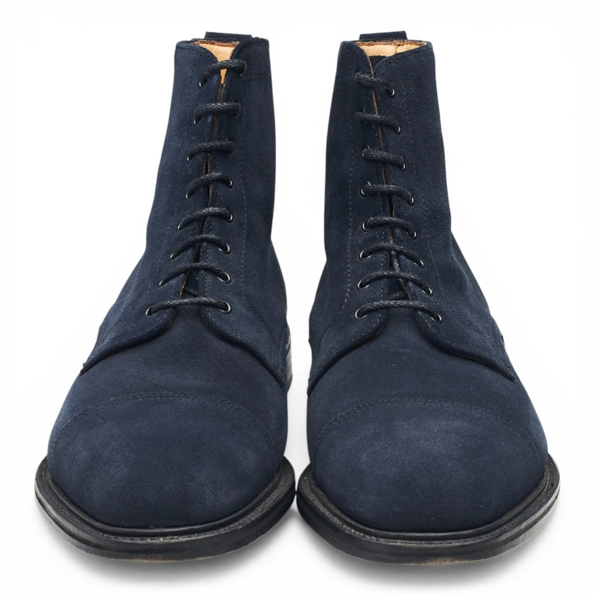 Navy Blue Suede Cap Toe Boots UK UK 10.5 F