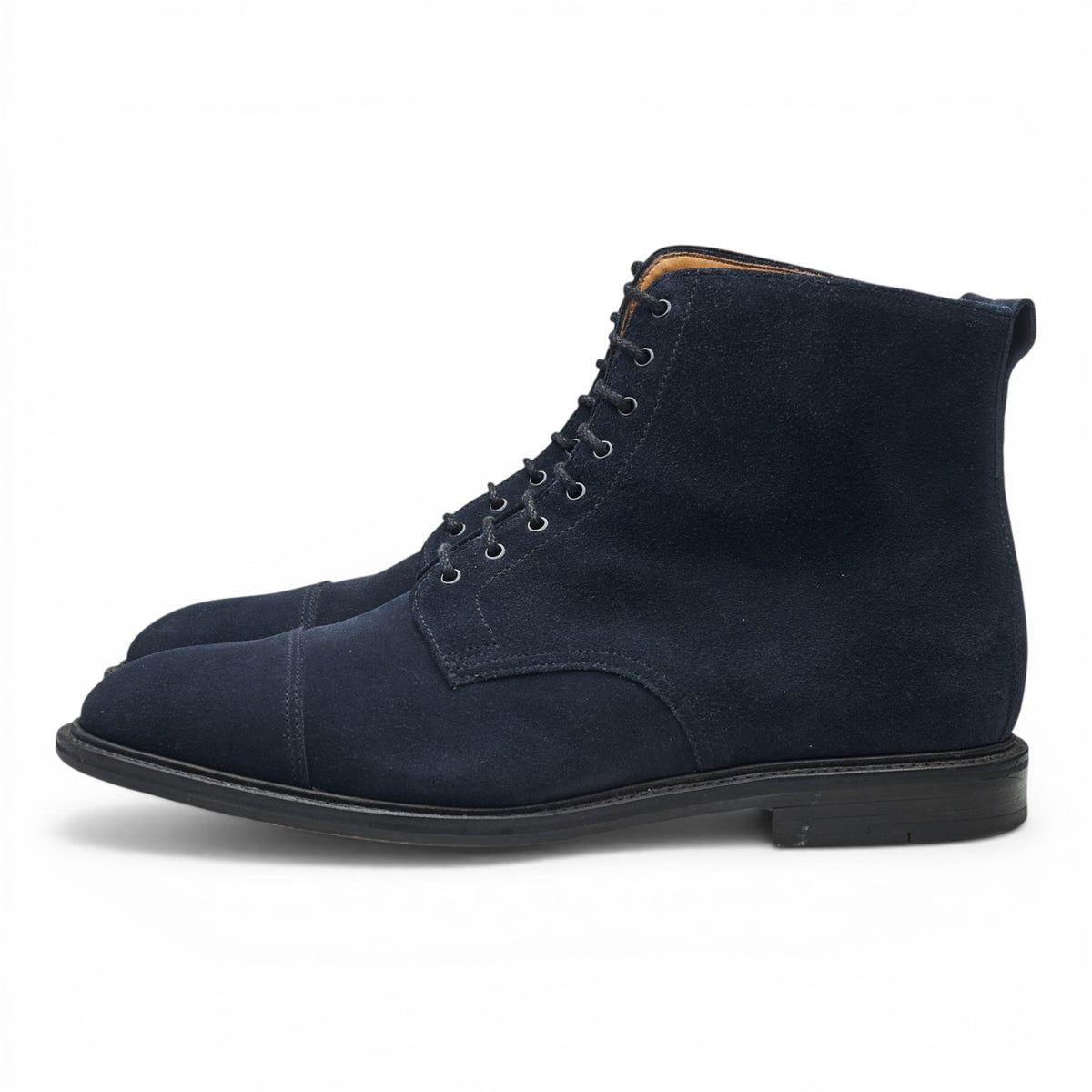 Navy Blue Suede Cap Toe Boots UK UK 10.5 F