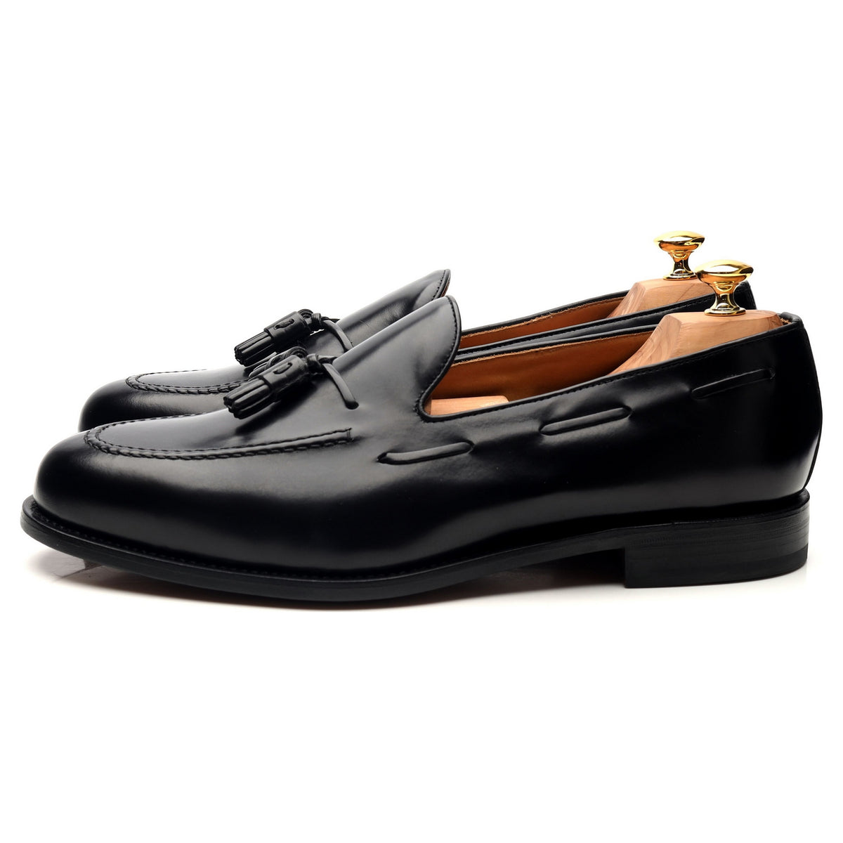 &#39;Milan&#39; Black Leather Tassel Loafers UK 12