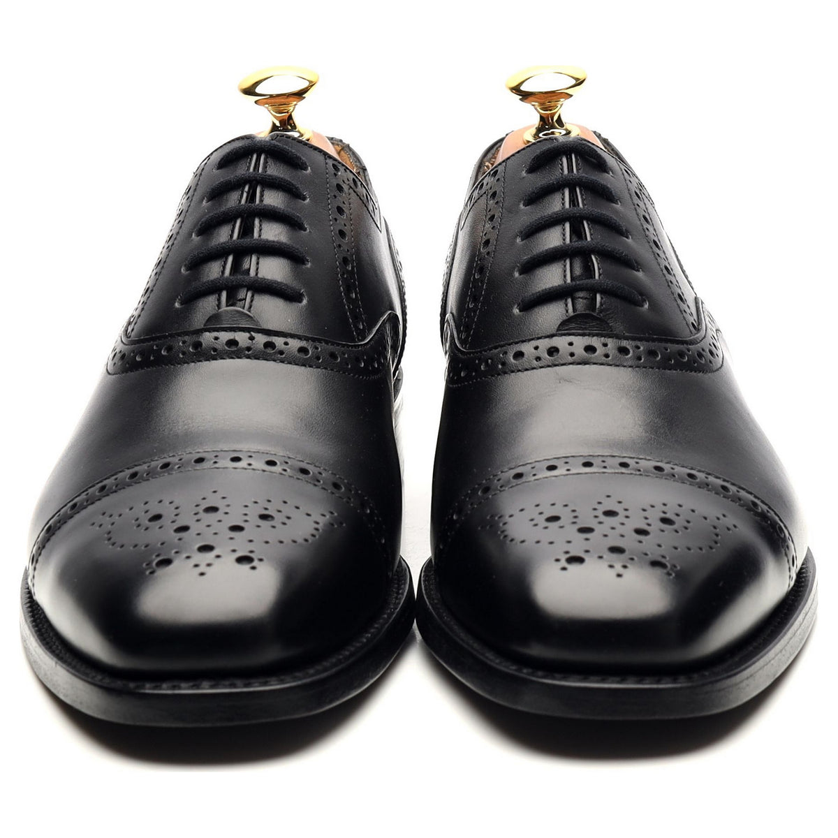 &#39;Tiverton&#39; Black Leather Oxford Semi Brogues UK 6 FX