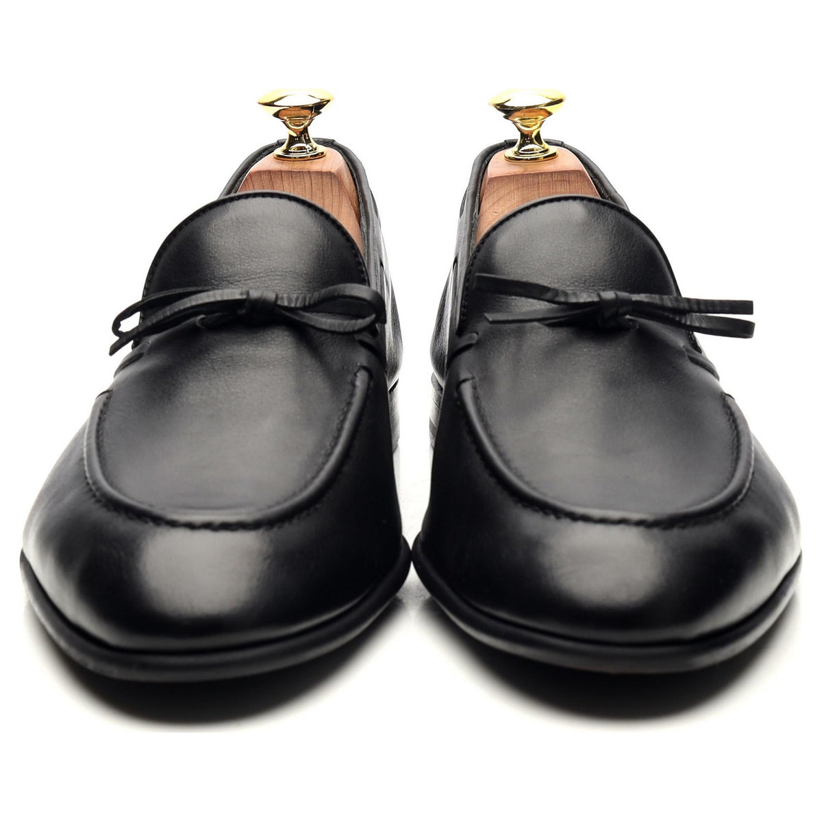 &#39;80537&#39; Black Leather String Loafers UK 8.5