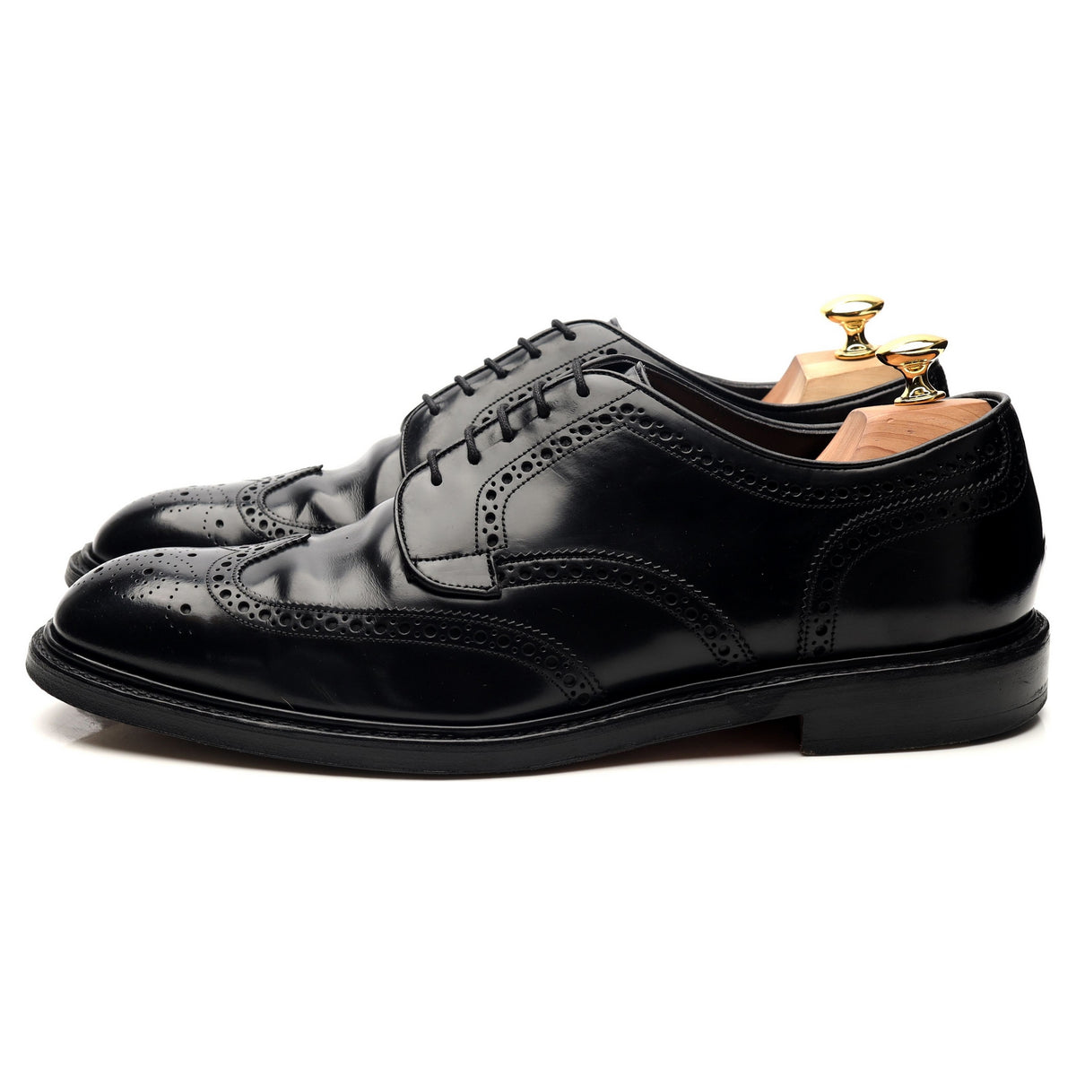 &#39;Bexhill&#39; Black Leather Derby Brogues UK 11 F