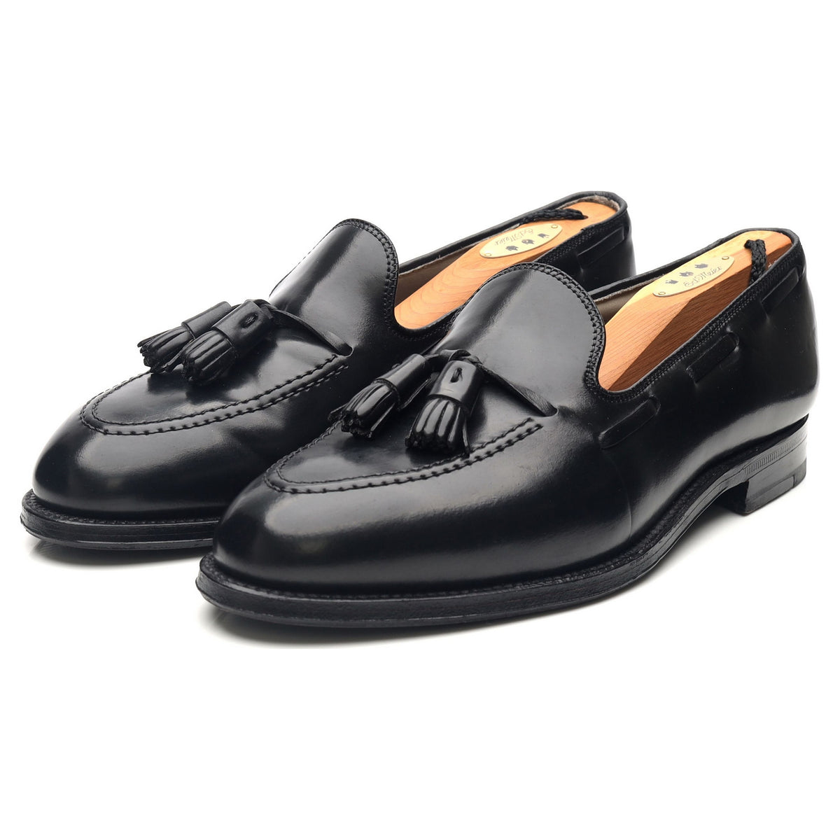 &#39;664&#39; Black Cordovan Leather Tassel Loafers UK 8 US 8.5