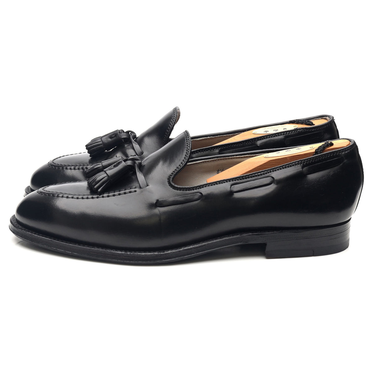 &#39;664&#39; Black Cordovan Leather Tassel Loafers UK 8 US 8.5