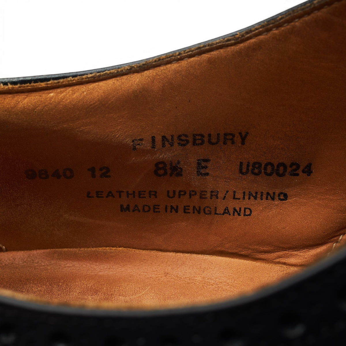 'Finsbury' Black Leather Oxford Brogues UK 8.5 E