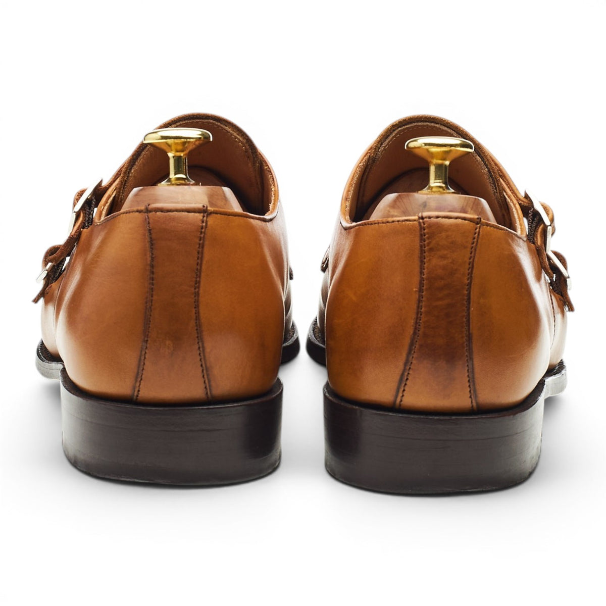 'Tunstall' Tan Brown Leather Double Monk Strap UK 8 F