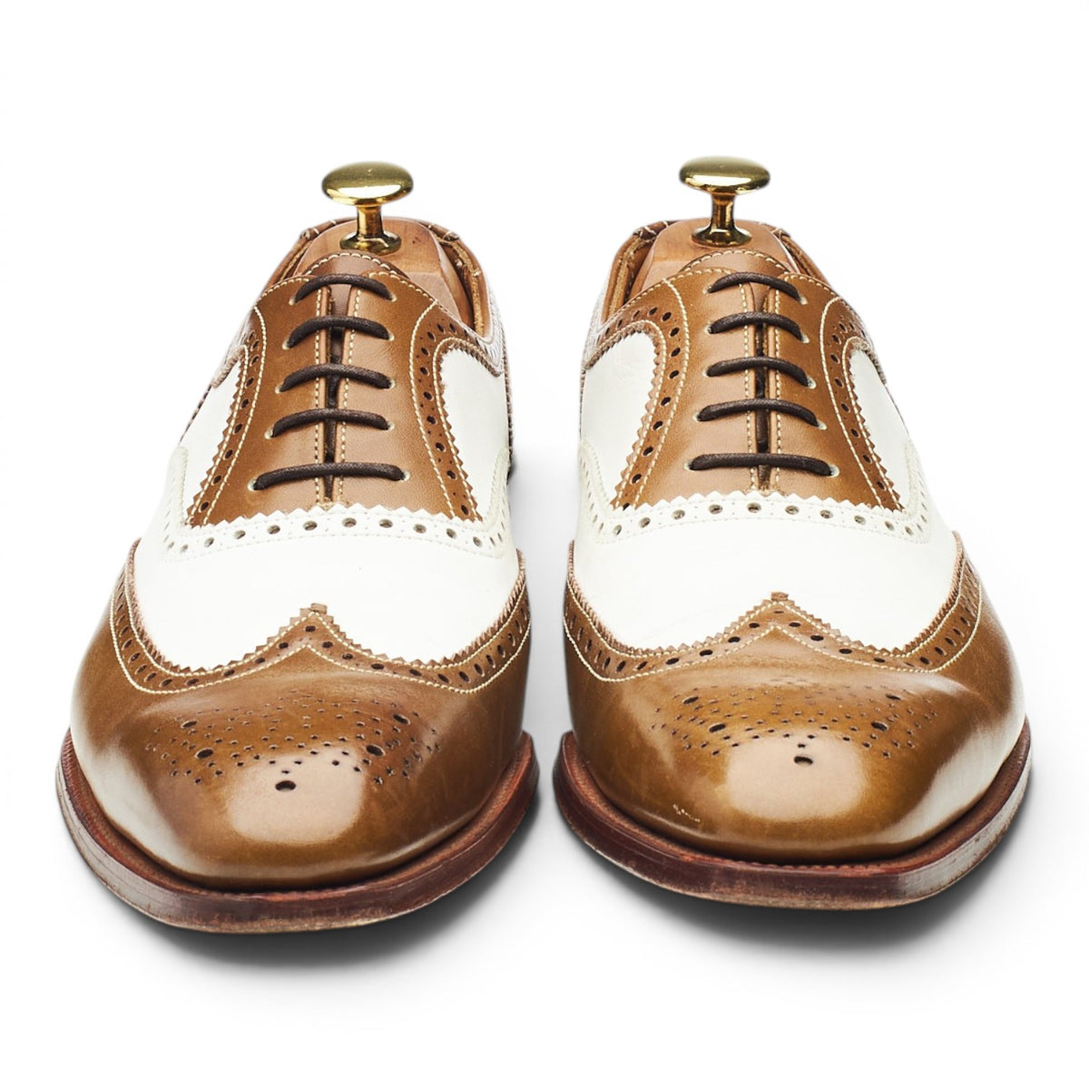Brown & White Leather Oxford Spectator Brogues UK 8 EX