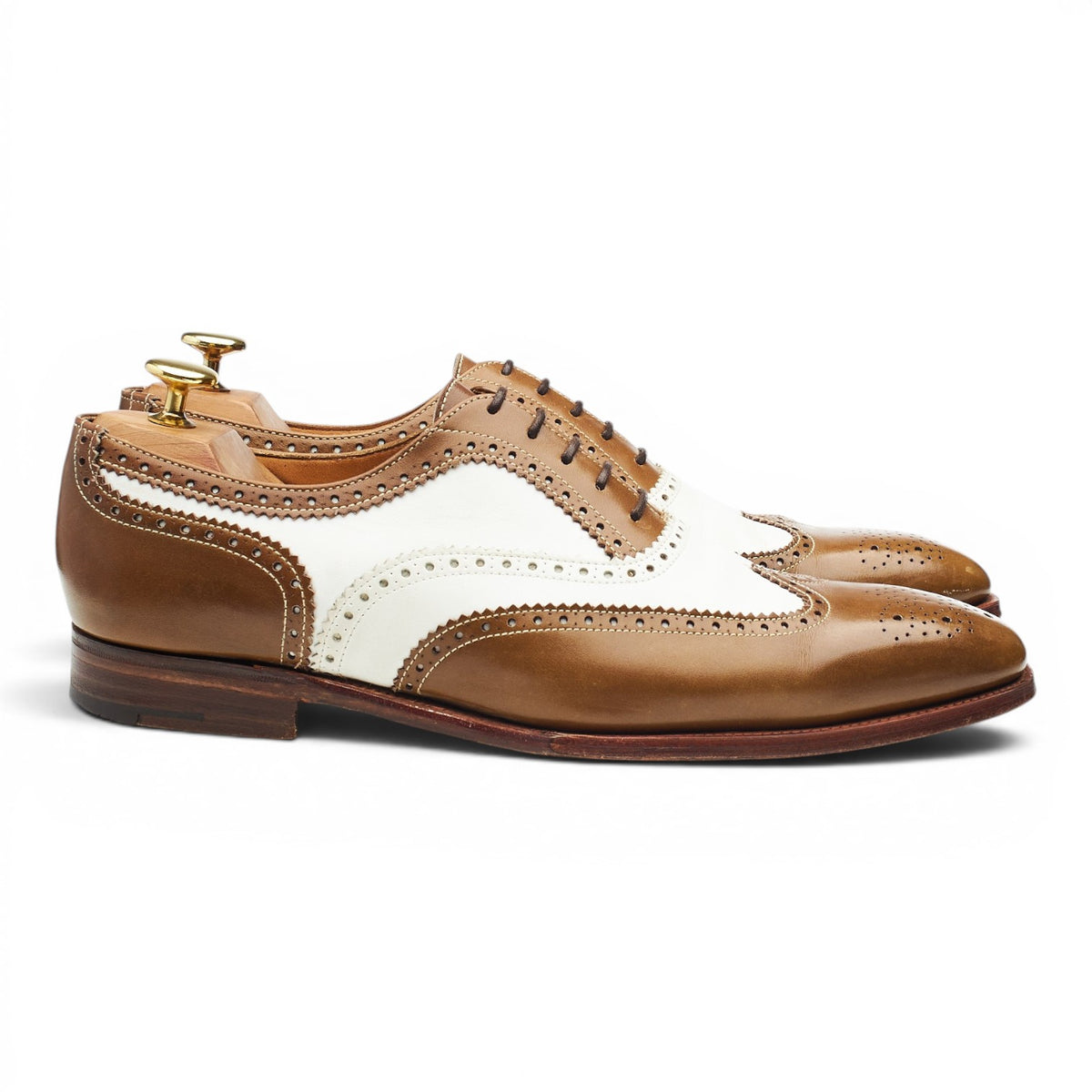 Brown & White Leather Oxford Spectator Brogues UK 8 EX