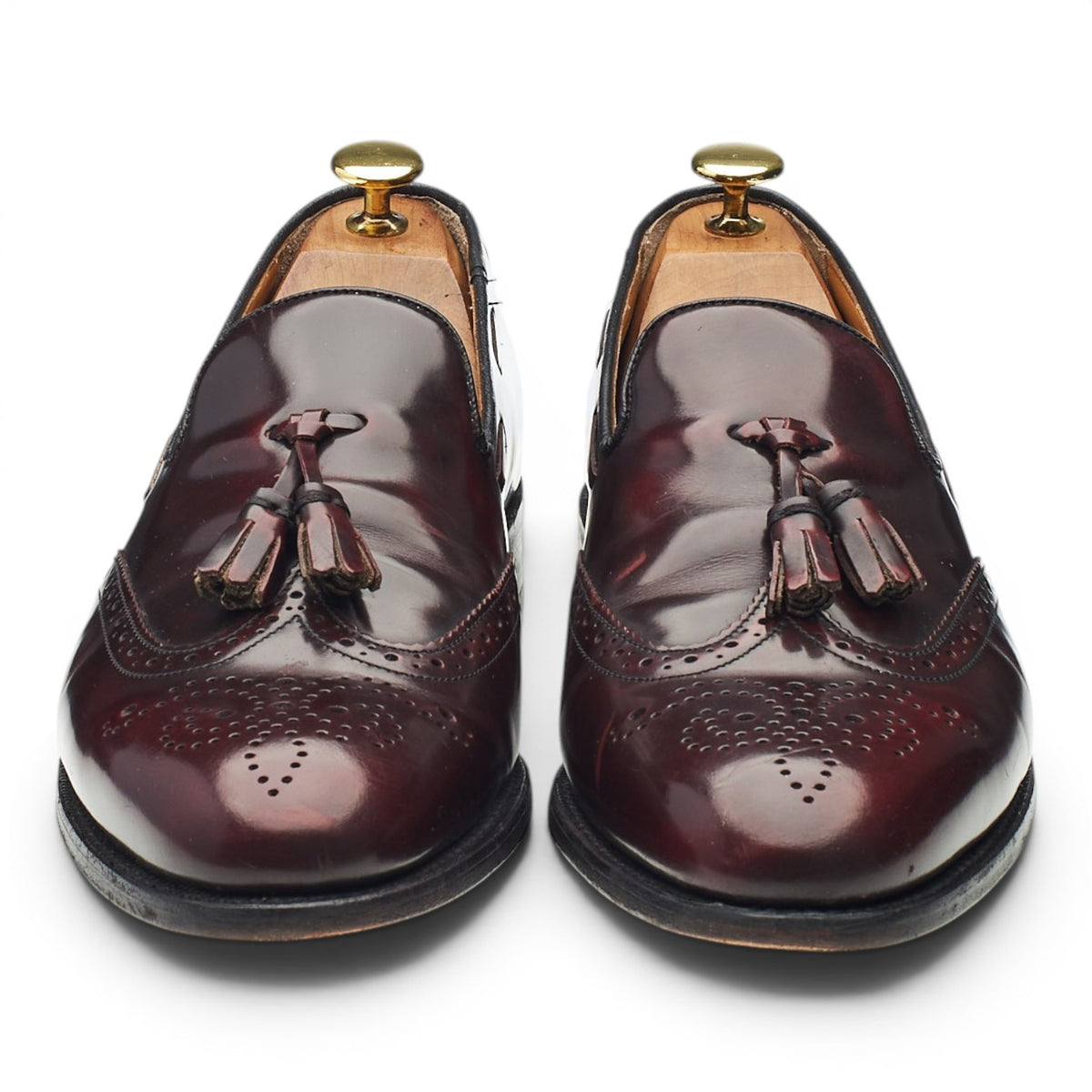 'Clive' Burgundy Leather Tassel Loafers UK 8 F
