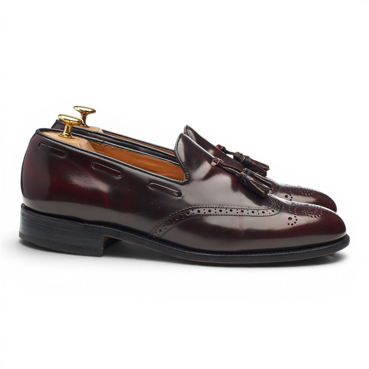 'Clive' Burgundy Leather Tassel Loafers UK 8 F