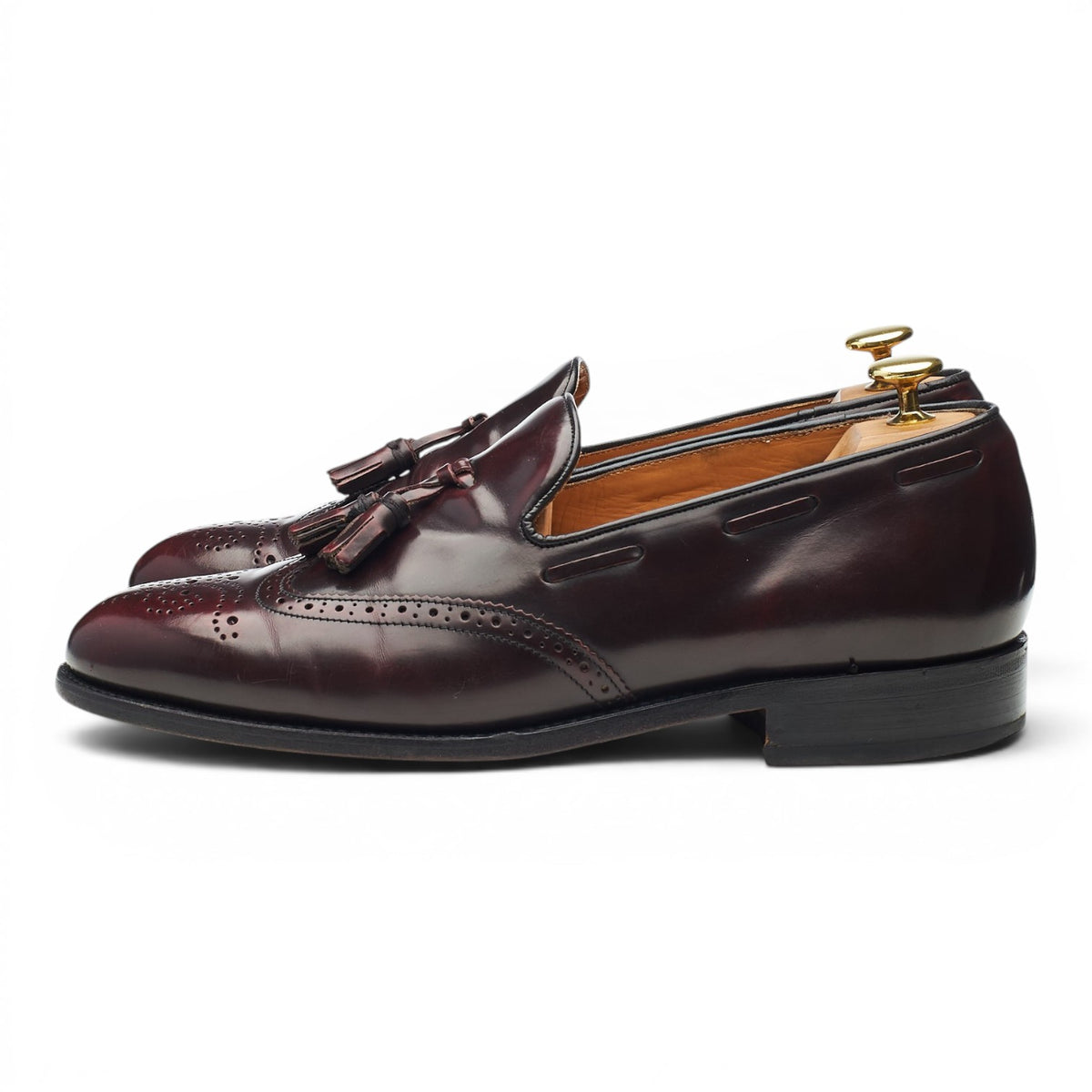 'Clive' Burgundy Leather Tassel Loafers UK 8 F