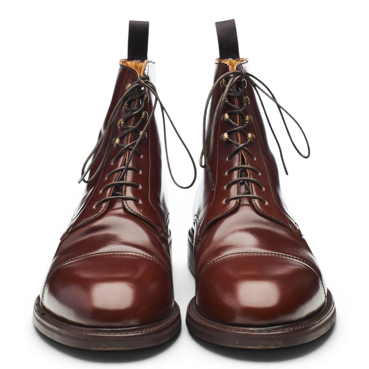 '321' Brown Cordovan Leather Boots UK 12