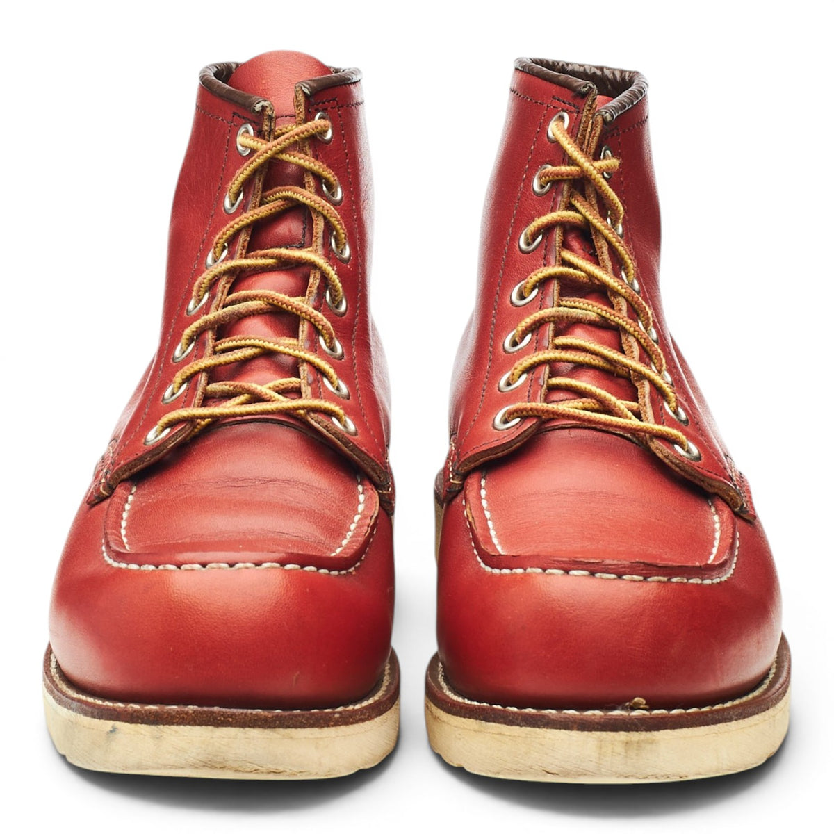 '8131' Tan Brown Leather Moc Toe Boots UK 7 US 8
