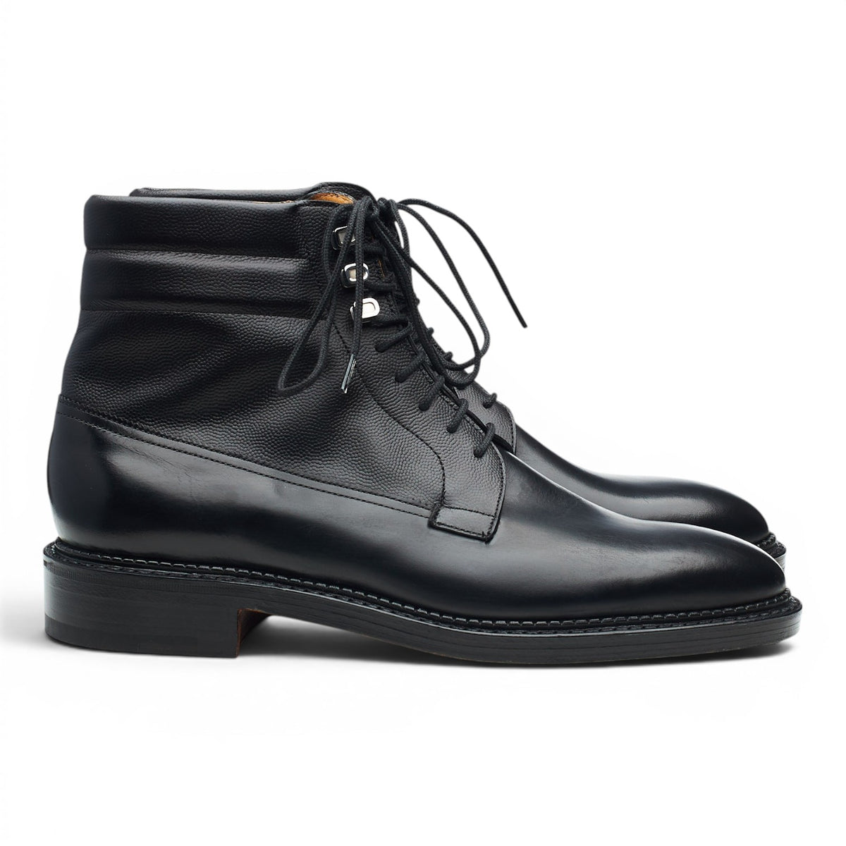 'Alder' Black Museum Grain Leather Boots UK 6 E