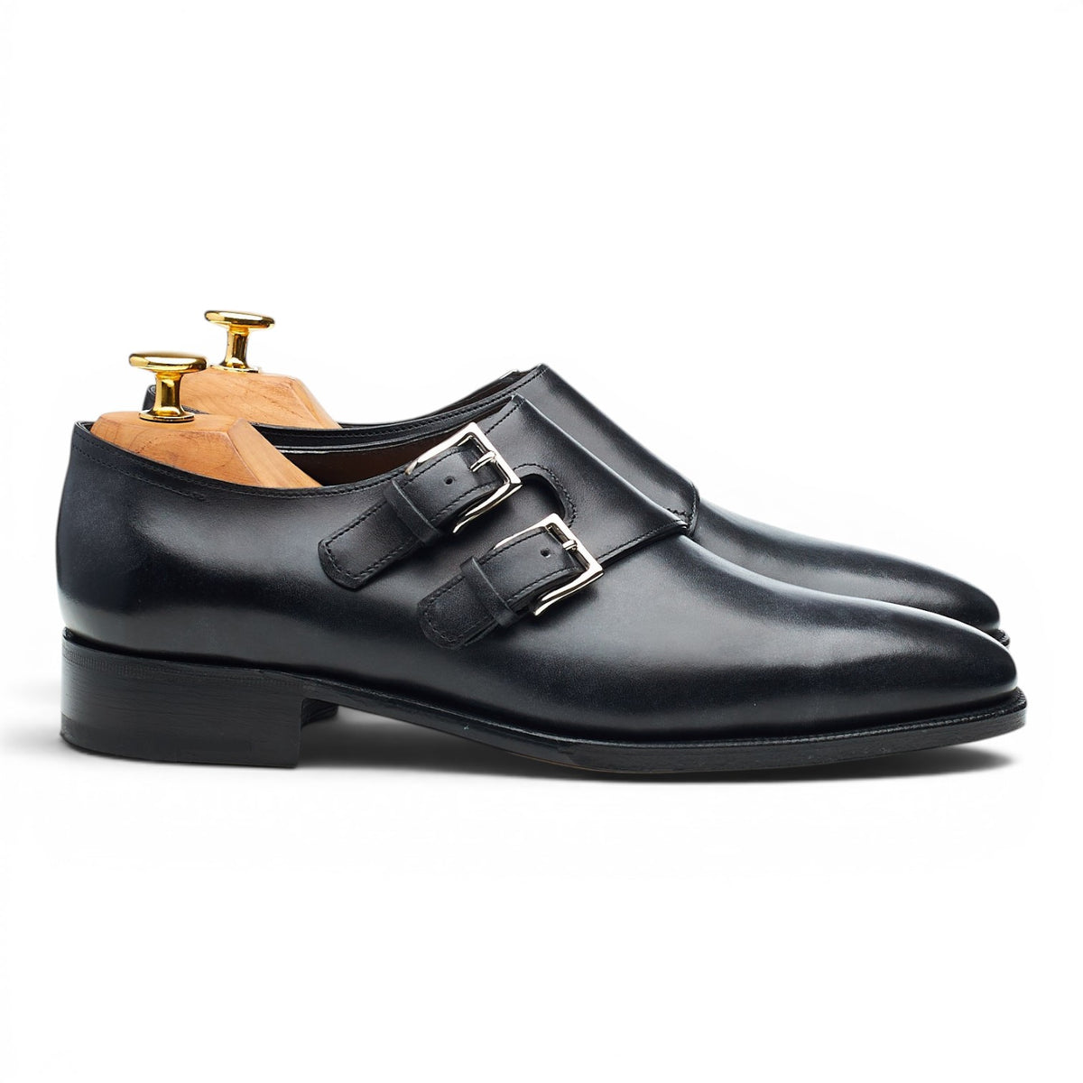 'Chapel' Black Museum Leather Double Monk Strap UK 5 E