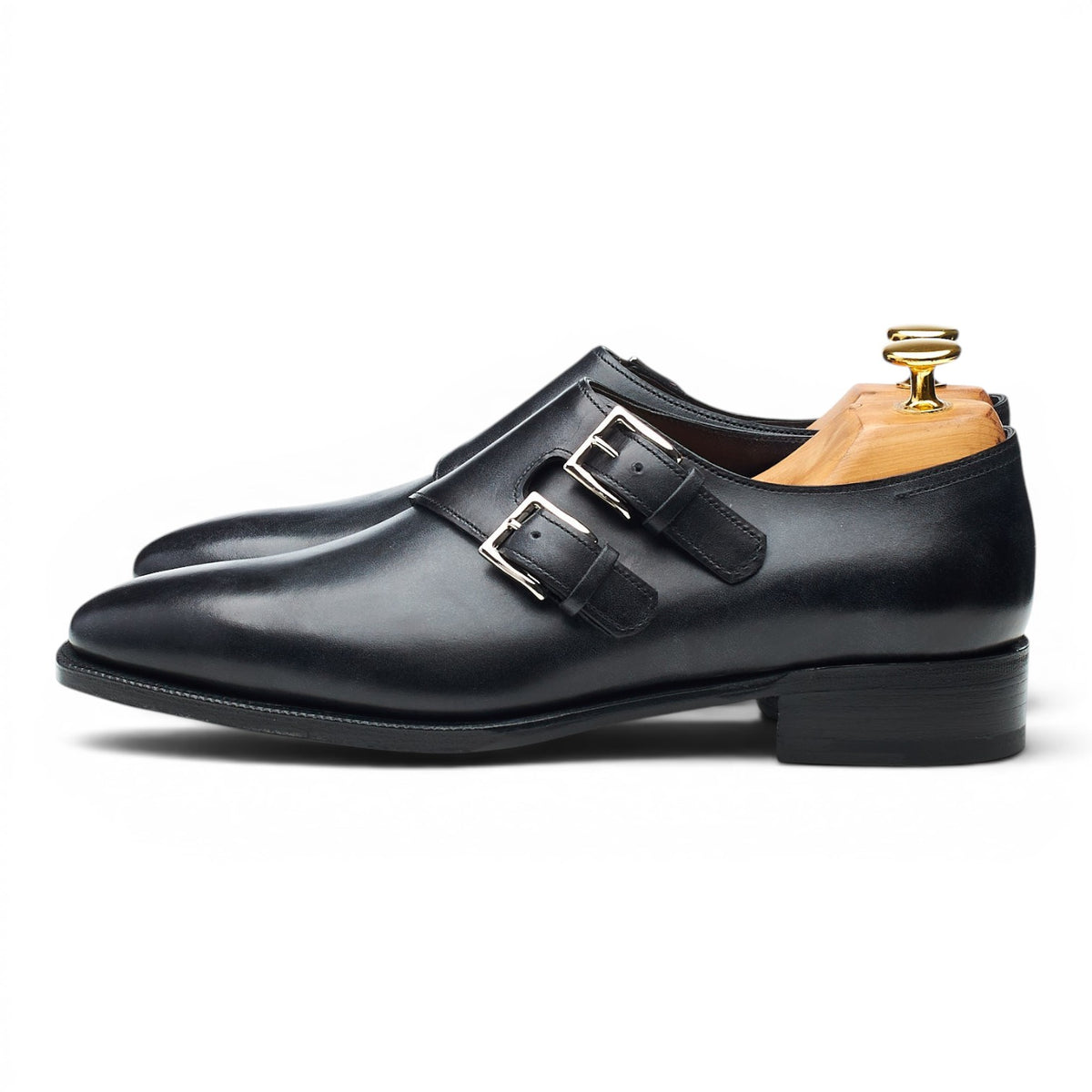 'Chapel' Black Museum Leather Double Monk Strap UK 5 E