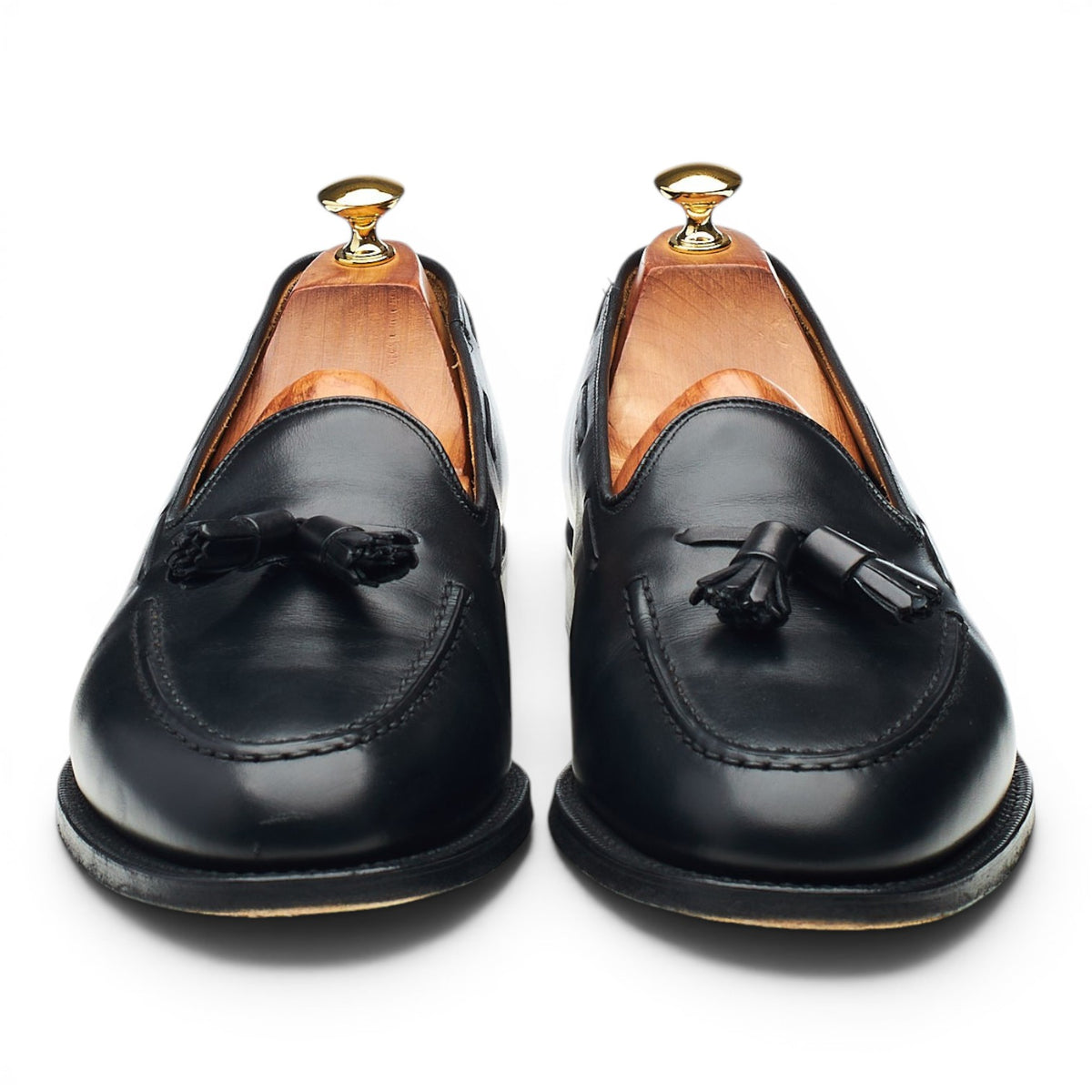 'Keats II' Black Leather Tassel Loafers UK 10 F