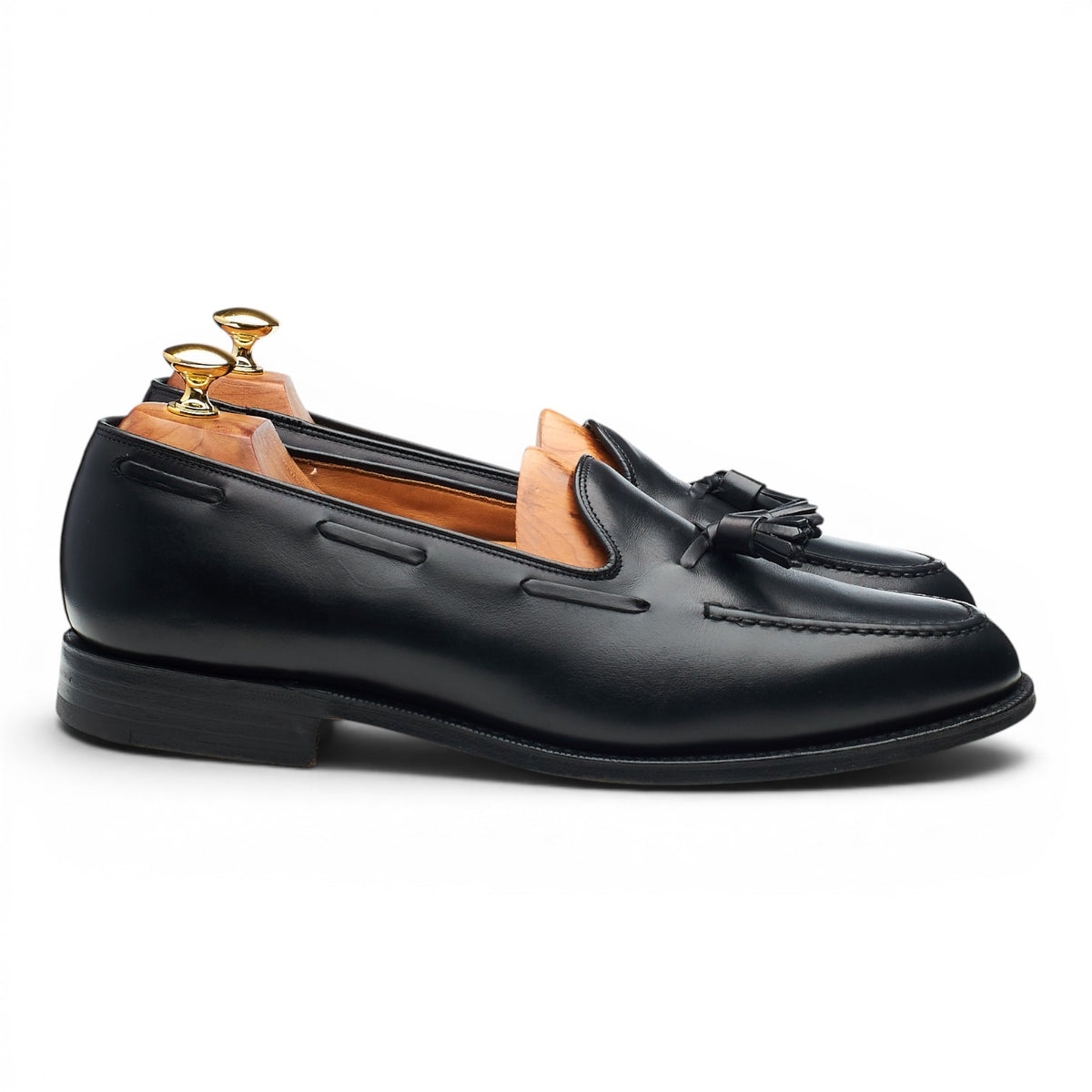 'Keats II' Black Leather Tassel Loafers UK 10 F