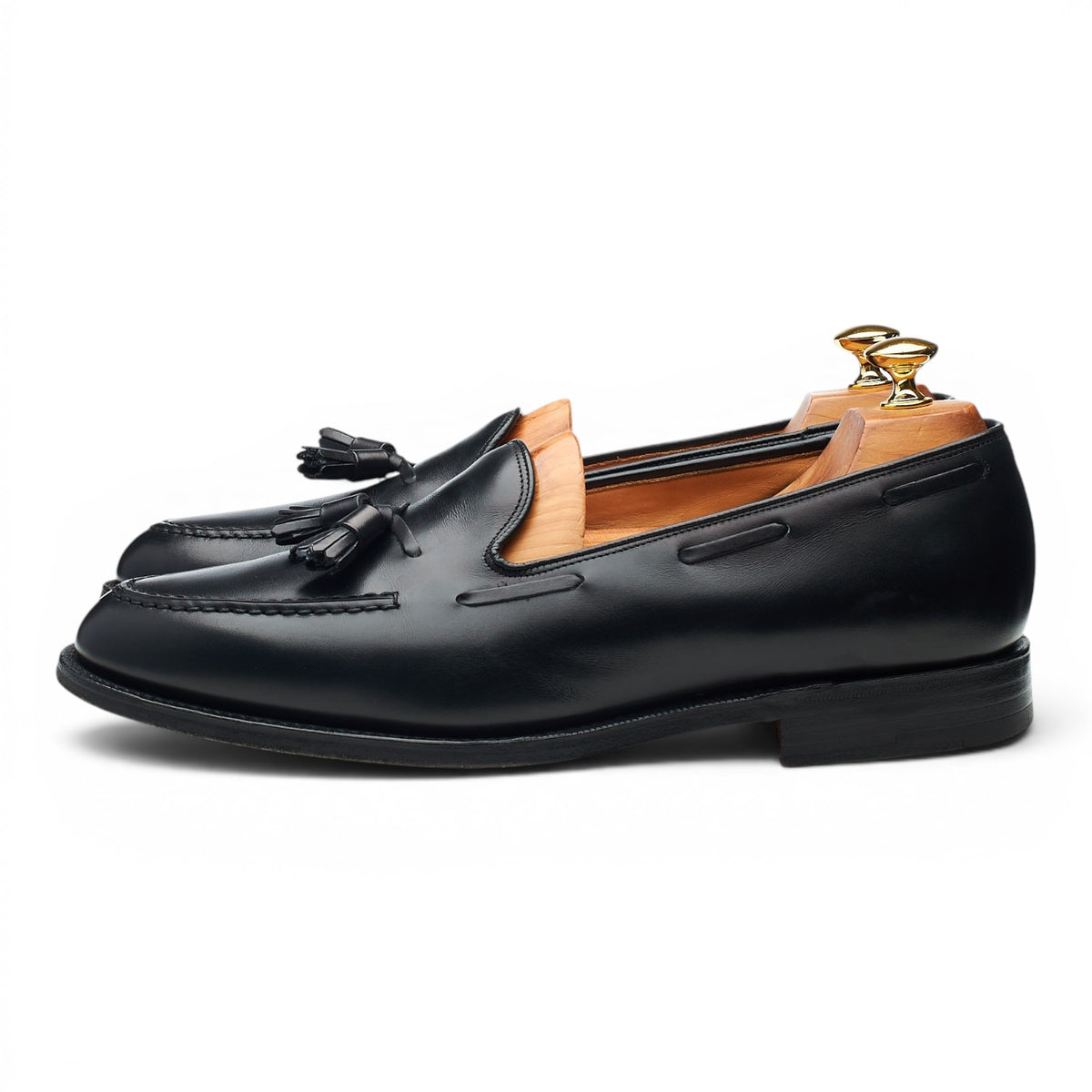 'Keats II' Black Leather Tassel Loafers UK 10 F