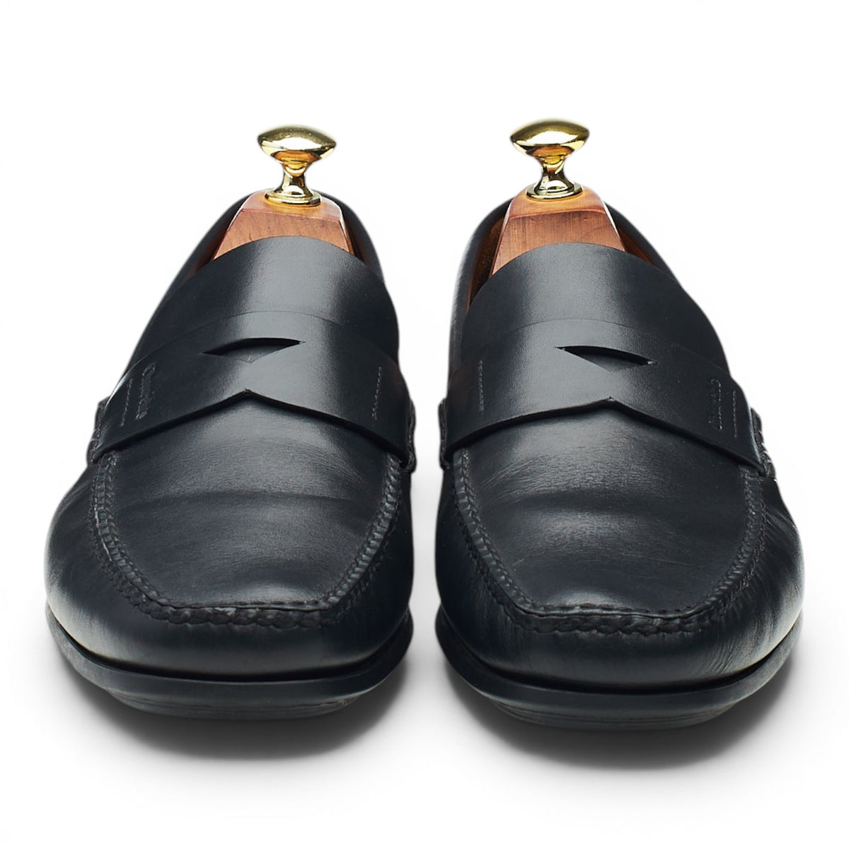'Karl' Black Leather Loafers UK 7.5