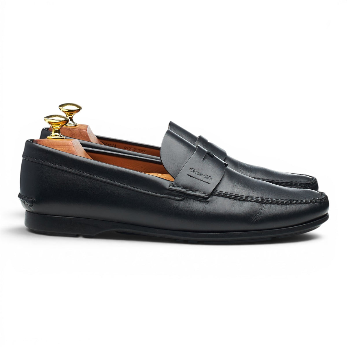 'Karl' Black Leather Loafers UK 7.5