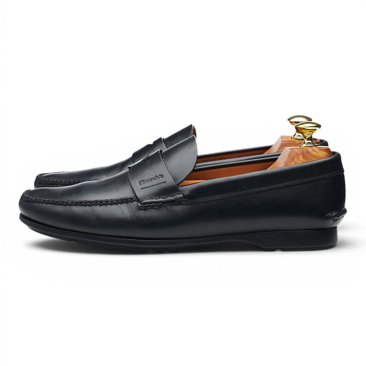 'Karl' Black Leather Loafers UK 7.5