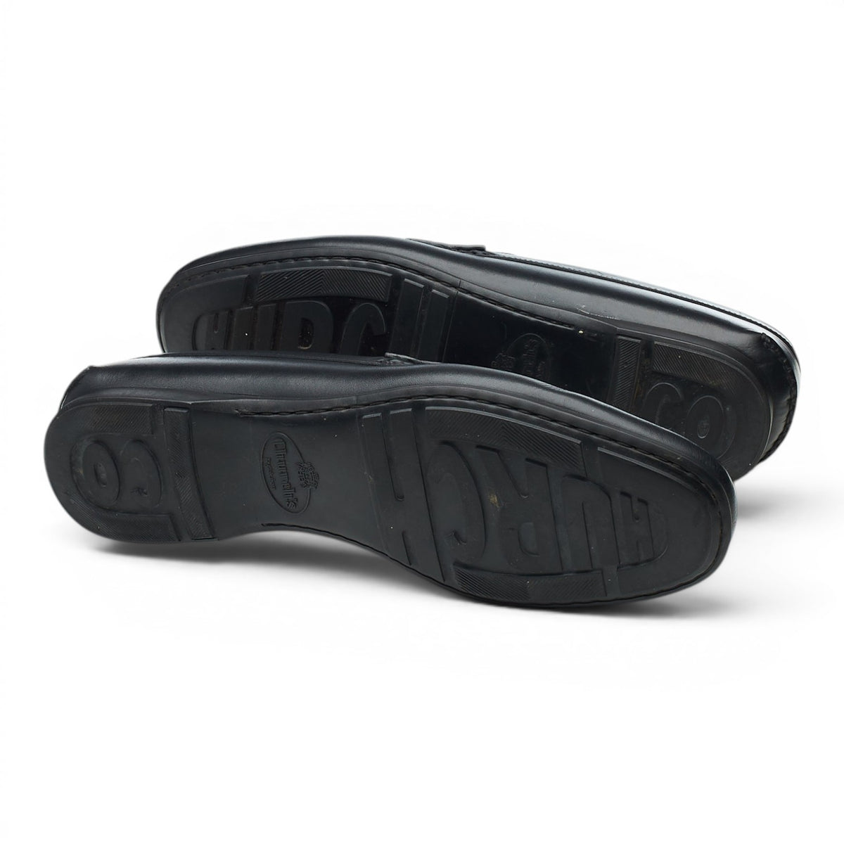 'Karl' Black Leather Loafers UK 7.5