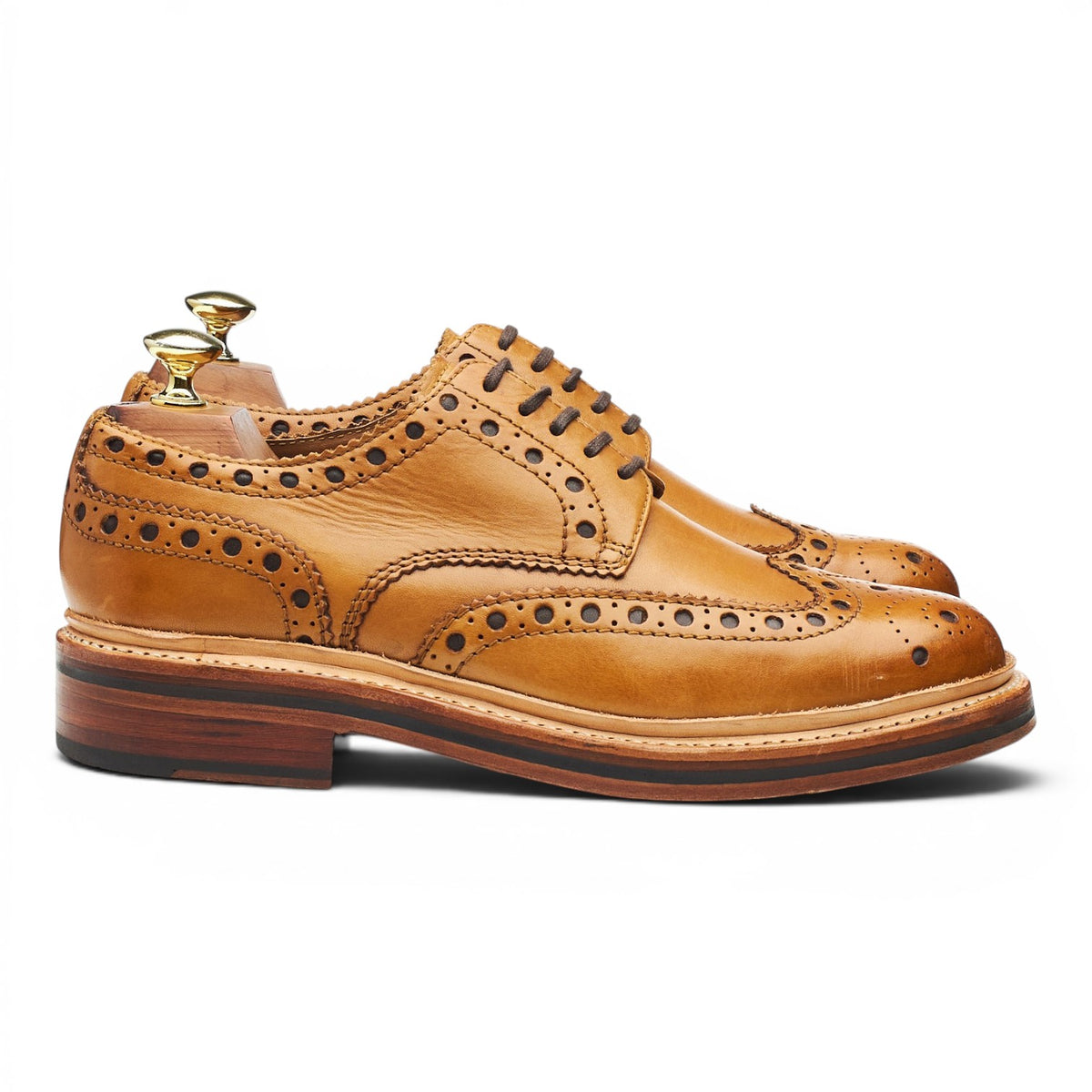 'Archie' Tan Brown Leather Derby Brogues UK 6 G