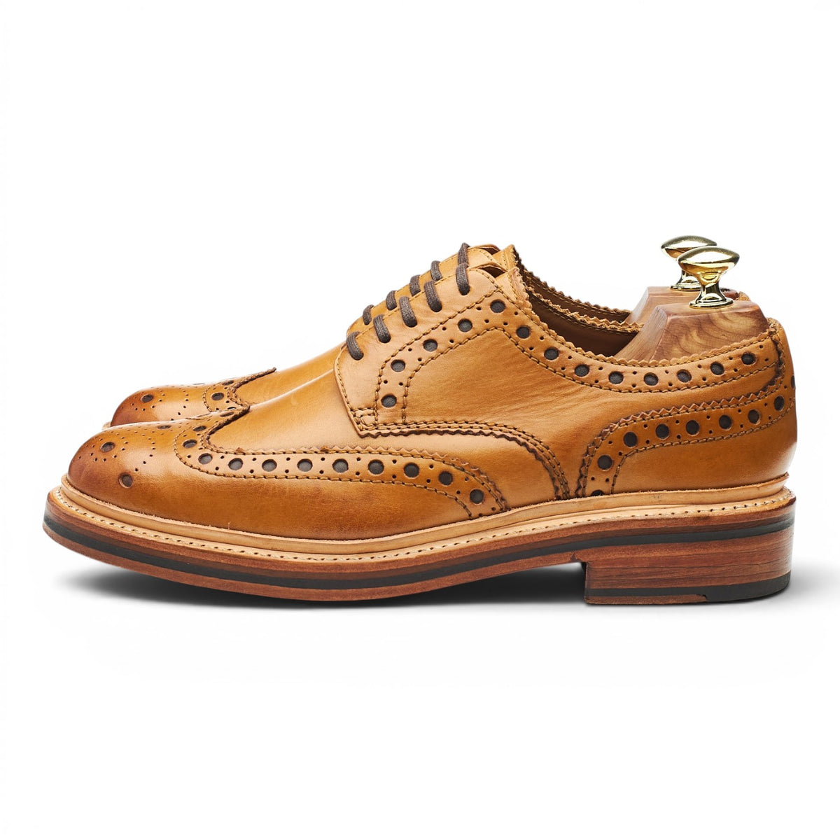 'Archie' Tan Brown Leather Derby Brogues UK 6 G