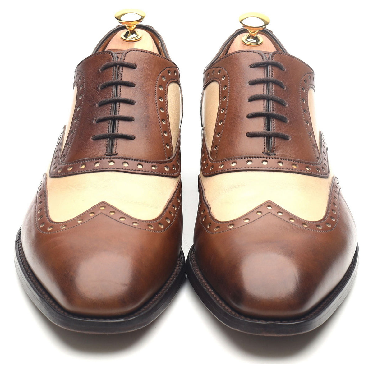 &#39;Cambridge&#39; Brown Beige Two Tone Leather Brogues UK 11 FX