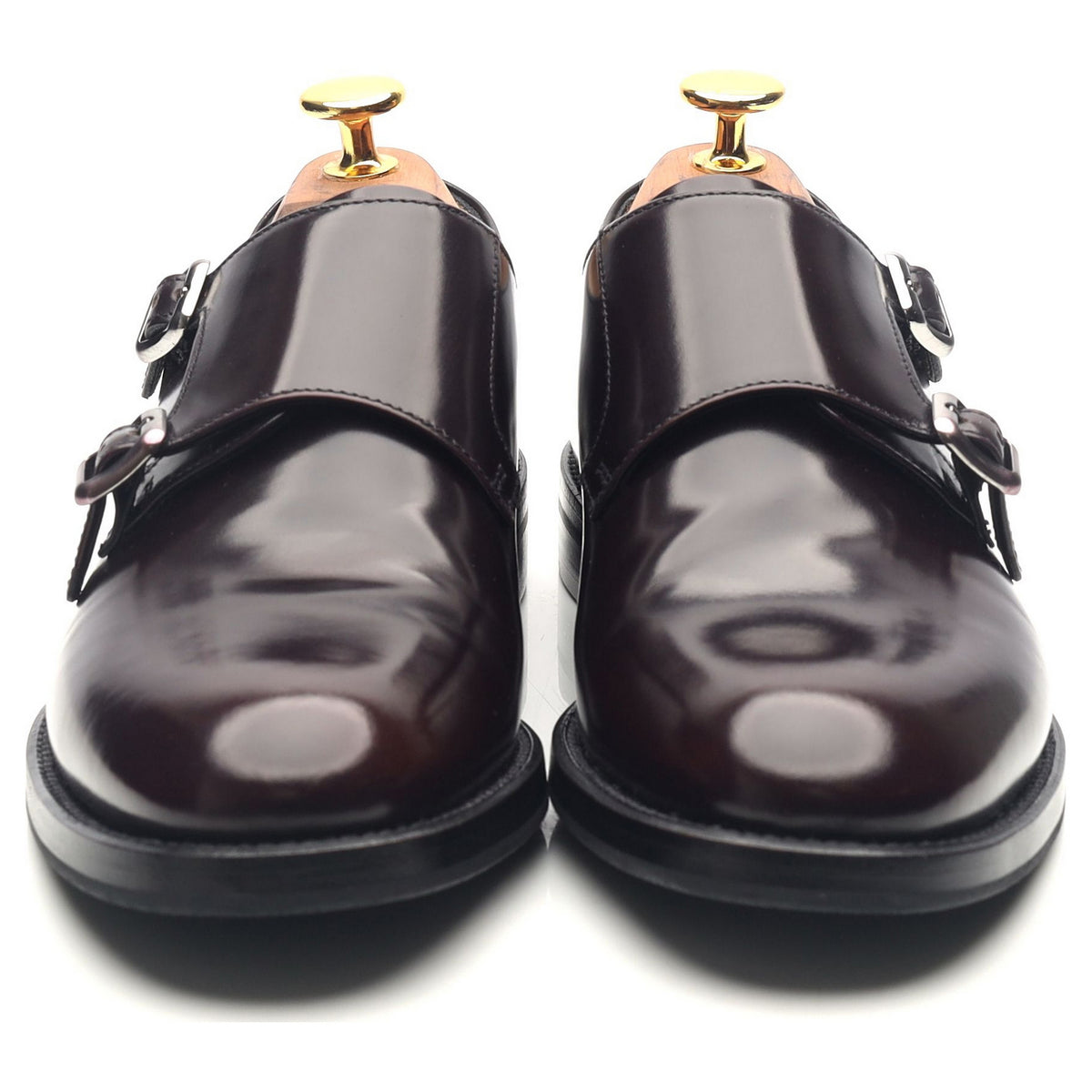Women&#39;s Burgundy Leather Double Monk Straps UK 4.5